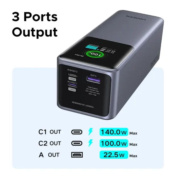 (W) UGREEN 200W 130W 100W Powerbank Nexode 25000mAh Laptop PD 130W Fast Charging for Dell Lenovo MacBook Air Samsung S24 iPhone 16 15 14 13 Pro Max for Pixel iPad Xiaomi Huawei Mobile Phones Power Adapter