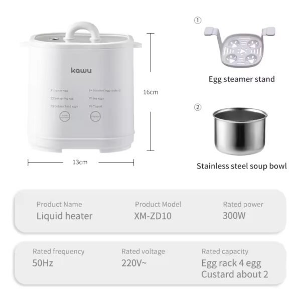kawu egg steamer 智能蒸蛋器 egg boiler househol electric egg cooker half-boiled Smart Timing Periuk telur 7 modes