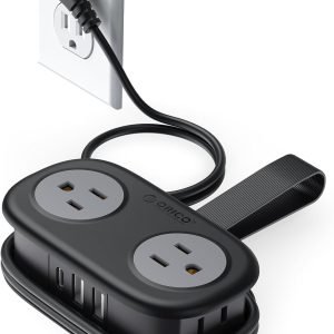ORICO 4FT Purple Travel Power Strip with 4 AC Outlets, 2 USB-A Ports, and 1 USB-C Port, 45° Flat Plug Extension Cord with Non Surge Protector for Travel/Home/Dorm/Office-AP3