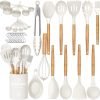 ⚡New Year Special🔥Umite Chef Kitchen Cooking Utensils Set, 33 pcs Non-Stick Silicone Cooking Kitchen Utensils Spatula Set with Holder, Wooden Handle Silicone Kitchen Gadgets Utensil Set