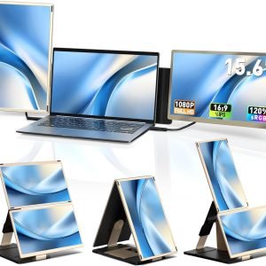 Triple Laptop Screen Extender - 15.6" Monitor IPS FHD 1080P Detachable Portable Display for 13"-17.4" Laptops Compatible with Compatible with Windows Mac Chrome Surface Travel Work Setup