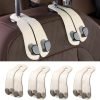 CoBak Purse Hook for Car - Universal Premium Stitched Leather and Aluminum-Magnesium Alloy Double Car Seat Back Storage Hook for Purses, Handbags, Bags (4 Pack)